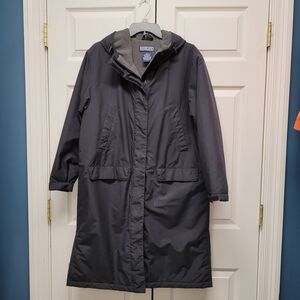 Lands' End Women's Black Fleece Lined Winter Trench Coat. Size MP